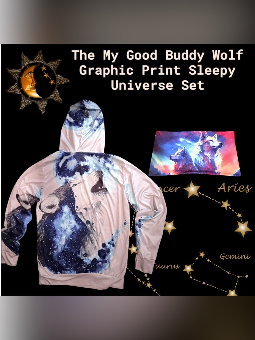 MY GOOD BUDDY WOLF GRAPHIC PRINT SLEEPY UNIVERSE SET SZ JRS